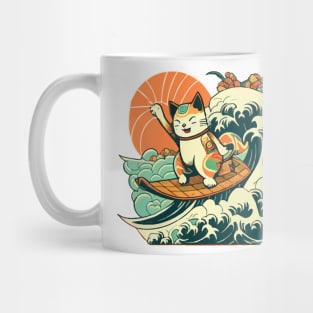 Japanese Aloha Surf Cat Mug